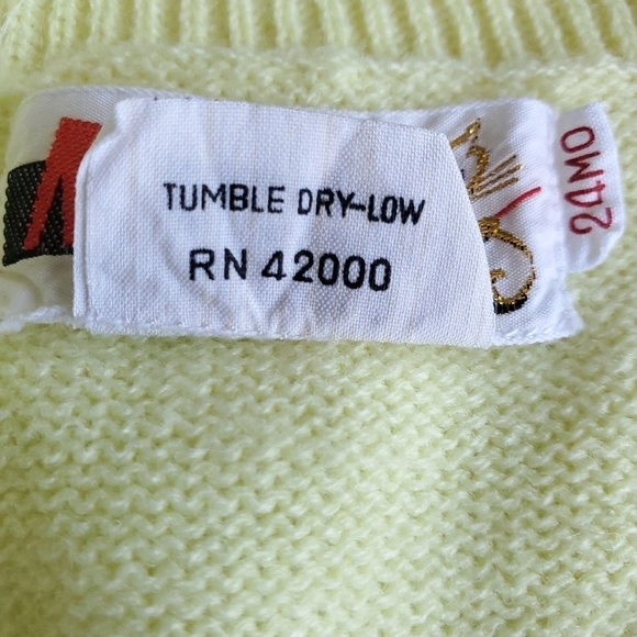 Vintage Mimi Cardigan Cable Knit Sweater Button-Up Yellow Baby Girl 24 Month - Picture 4 of 4